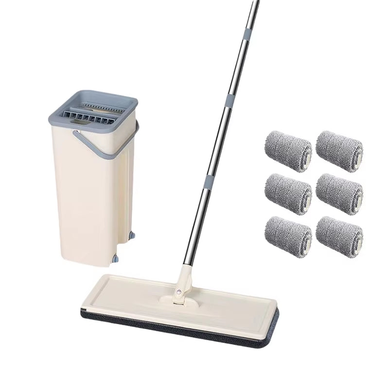 Floor Mop Microfiber Squeeze Mops Wet Mop with Bucket Cloth Squeeze Cleaning Bathroom Mop for Wash Floor Home Kitchen Cleaner